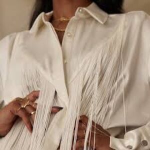 Fringe cream button up